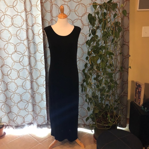 R&M Richards Black Slinky Sleeveless Maxi Dress Size 8 - Picture 1 of 3
